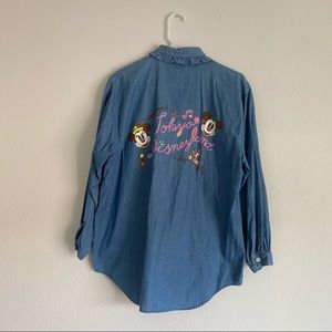 Tokyo Disneyland Chambray Long Sleeve Button Down